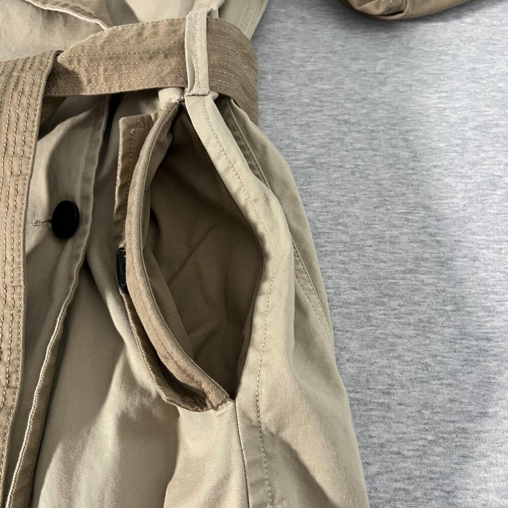 Free Assembly Trench Coat Womens XS Khaki Colorblock Double Breasted Belted - Picture 2 of 15
